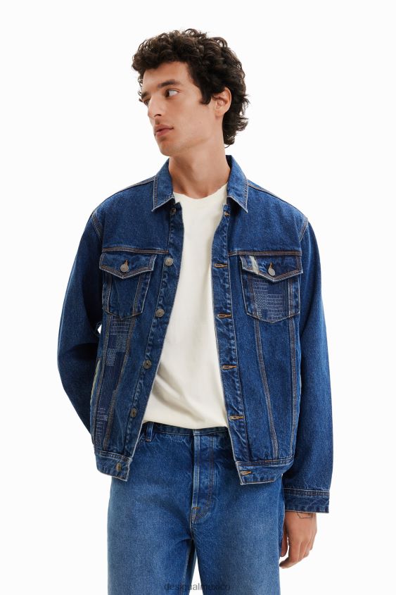 Desigual hombres chaqueta estilo camionero de mezclilla con patchwork VZ26R01603 ropa Desigual hombres chaqueta estilo camionero de mezclilla con patchwork VZ26R01603 ropa